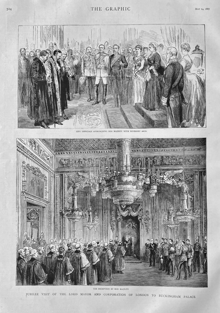 Jubilee Visit of the Lord Mayor and Corporation of London to Buckingham Palace.  1887.