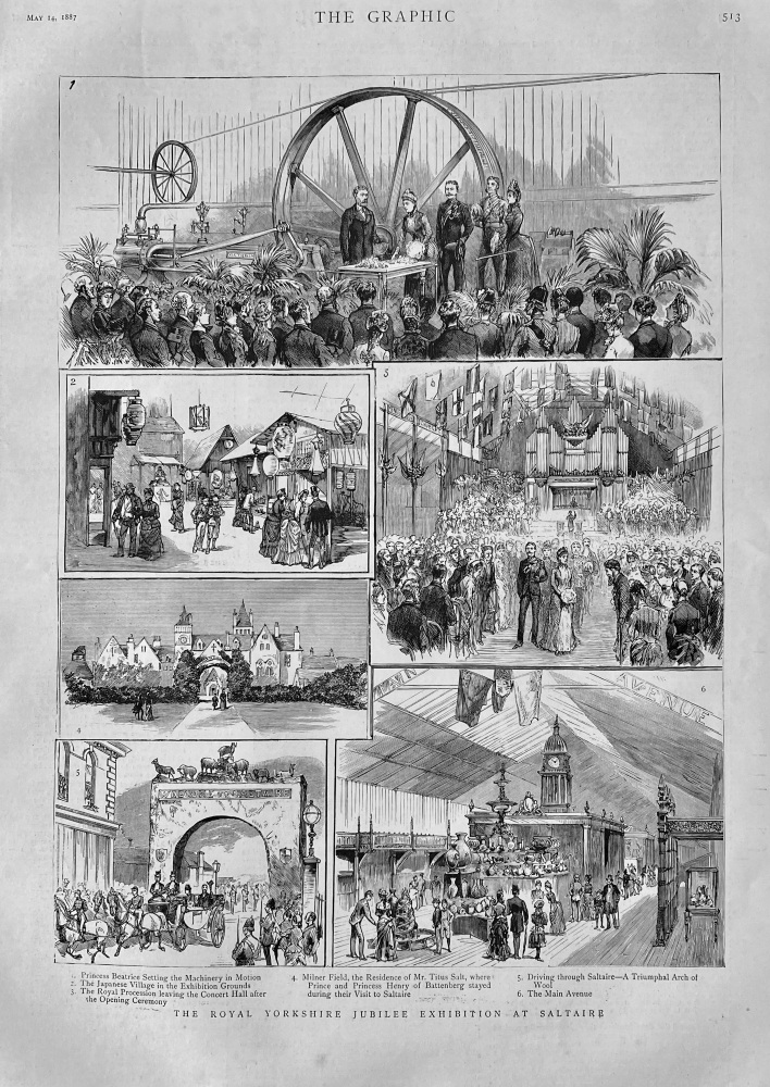 The Royal Yorkshire Jubilee Exhibition at Saltaire.  1887.