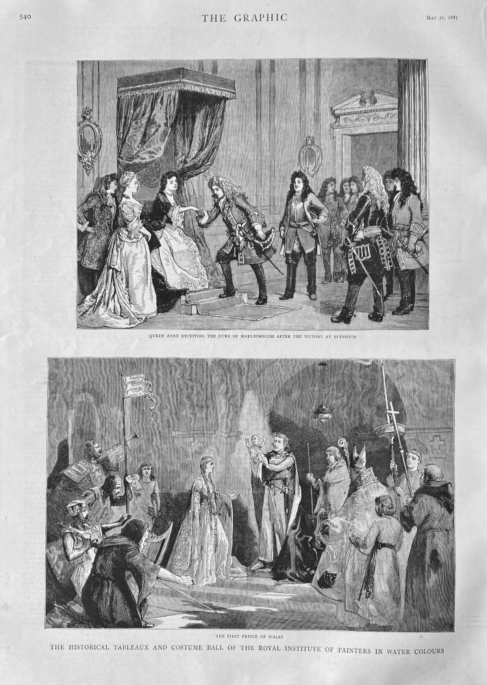 The Historical Tableaux and Costume Ball of the Royal Institute of Painters in Water Colours.  1887.