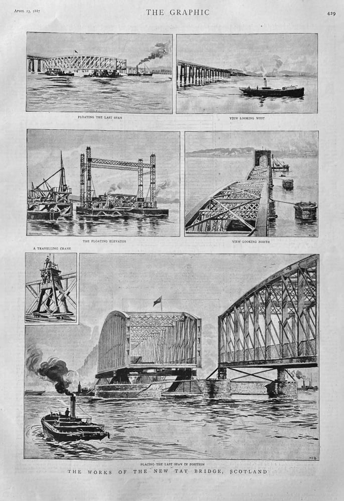 The Works of the new Tay Bridge, Scotland.  1887.