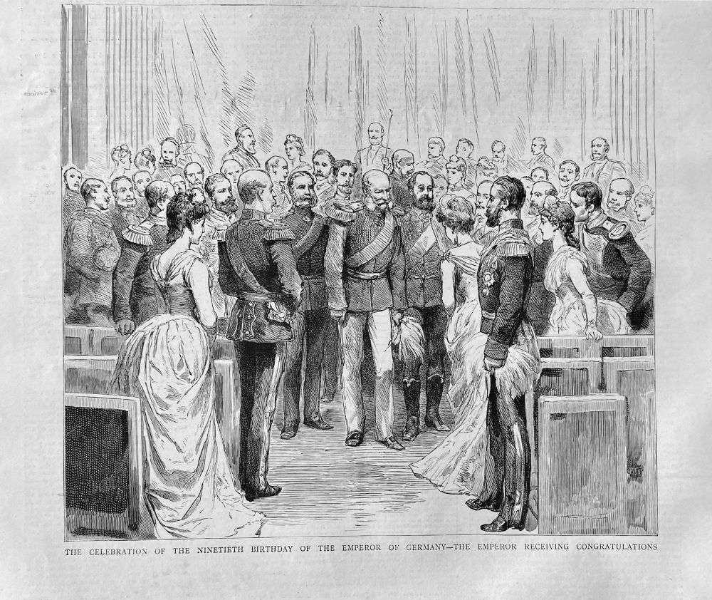 The Celebration of the Ninetieth Birthday of the Emperor of Germany - The Emperor Receiving Congratulations. 1887.
