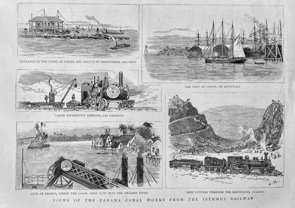 Views of the Panama Canal Works from the Isthmus Railway.  1887
