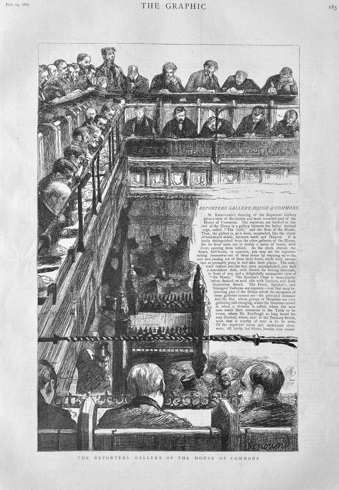 The Reporters' Gallery of the House on Commons.  1887.