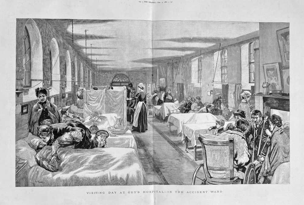 Visiting Day at Guy's Hospital - In the Accident Ward,  1887.