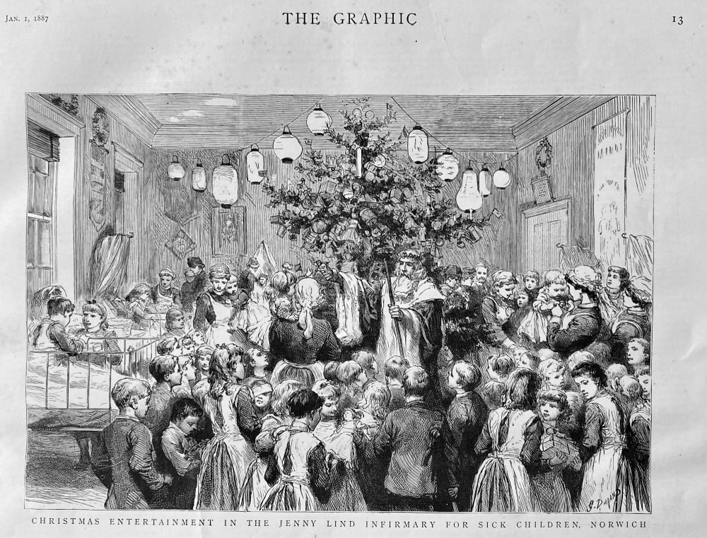 Christmas Entertainment in the Jenny Lind Infirmary for Sick Children, Norwich.  1887.