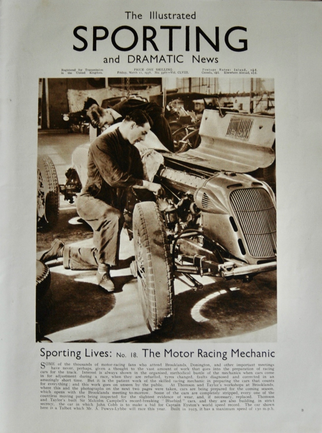 Sporting Lives:  The Motor Racing Mechanic - 1938