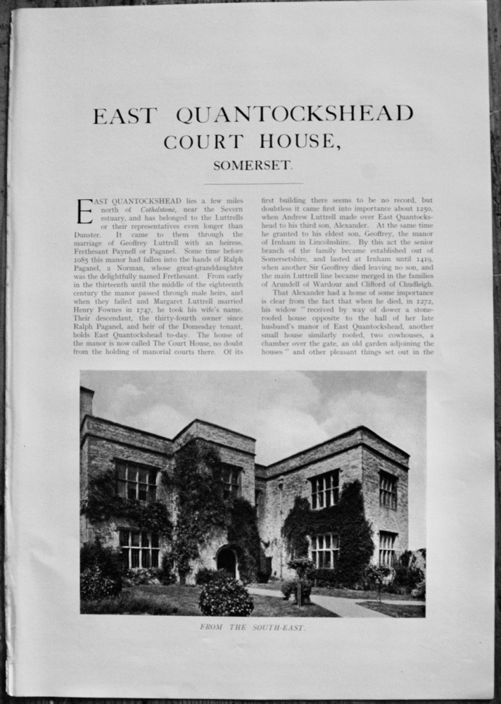 East Quantockshead Court House, Somerset - 1929