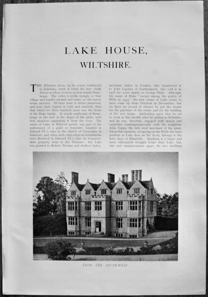 Lake House, Wiltshire - 1929