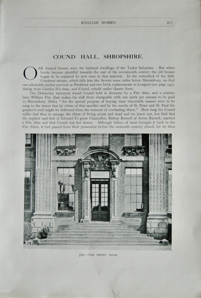 Cound Hall, Shropshire - 1929