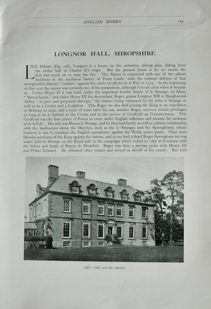 Longnor Hall, Shropshire - 1929