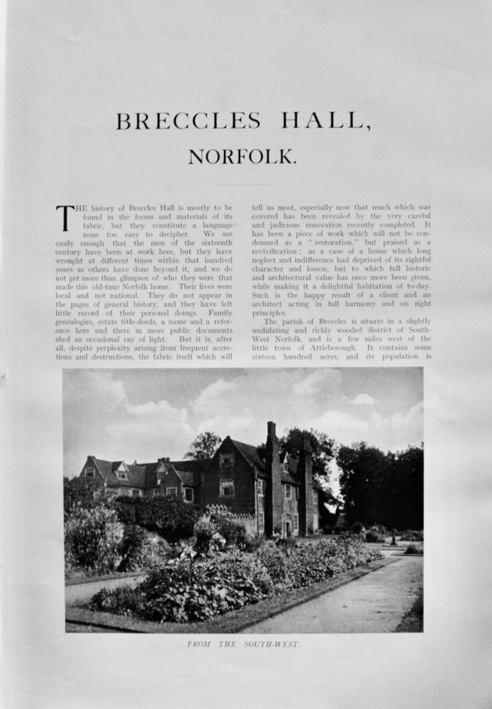 Breccles Hall, Norfolk - 1929