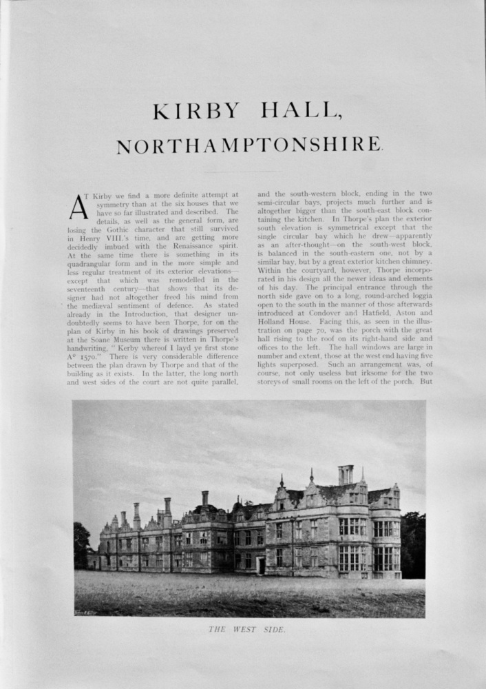 Kirby Hall, Northamptonshire - 1929