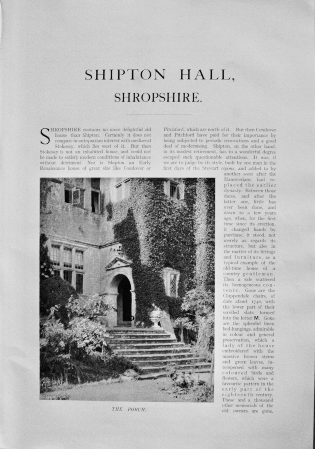 Shipton Hall, Shropshire - 1929