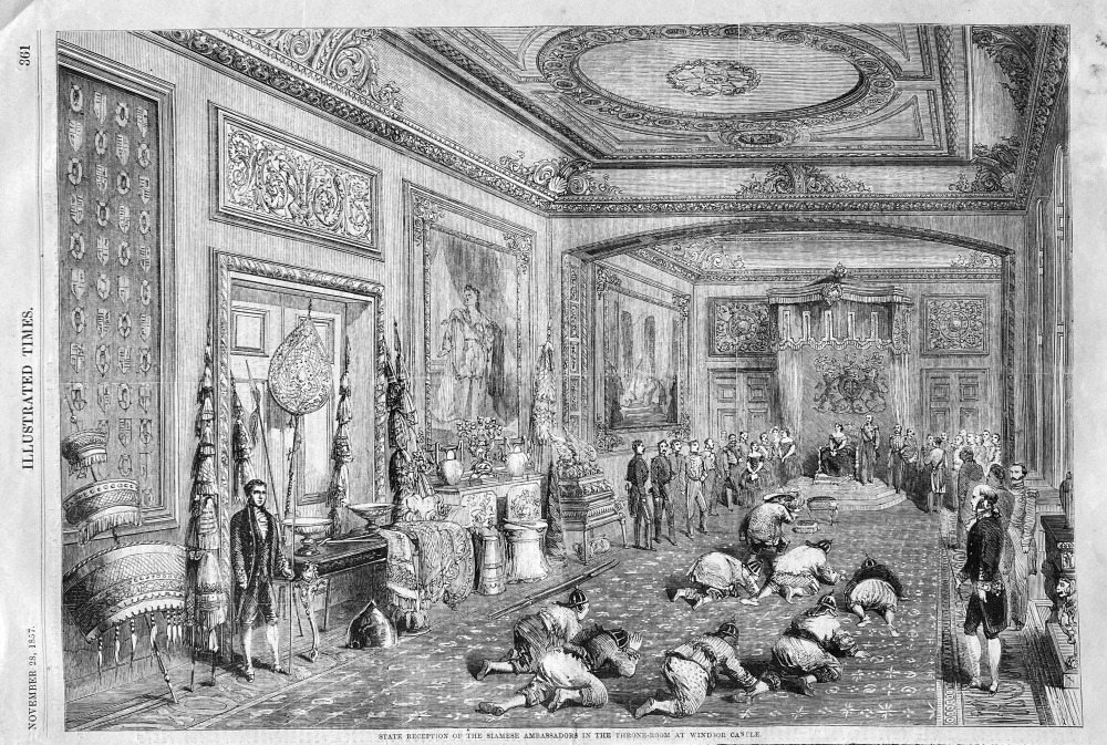State Reception of the Siamese Ambassadors in the Throne-Room at Windsor Castle.  1857.