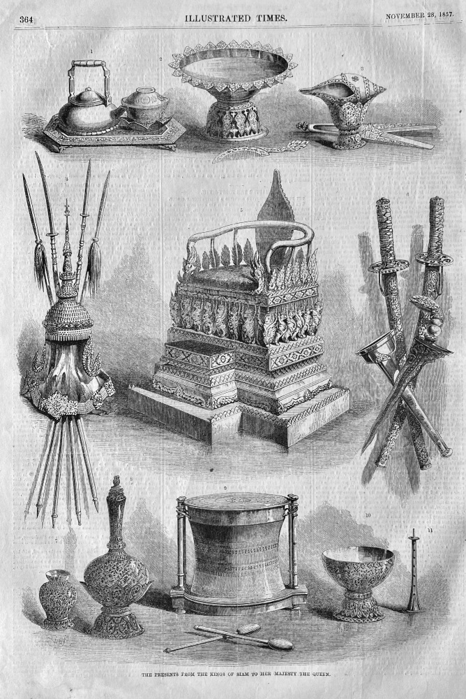 The Presents from the Kings of Siam to Her Majesty the Queen.  1857.