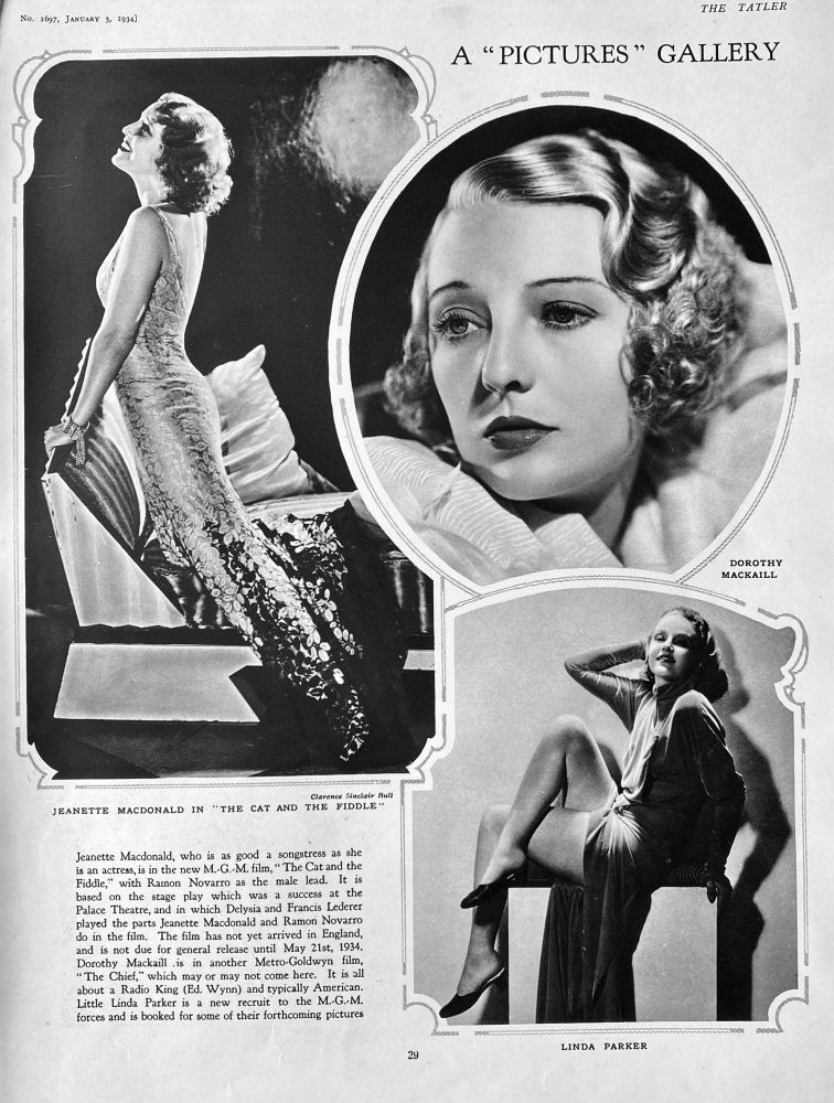 Jeanette Macdonald.  Dorothy Mackaill.  Linda Parker.  1934.