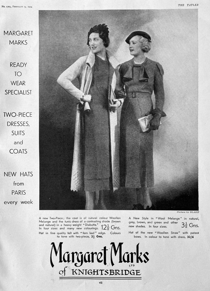 Margaret Marks Ltd. of Knightsbridge.  1934.