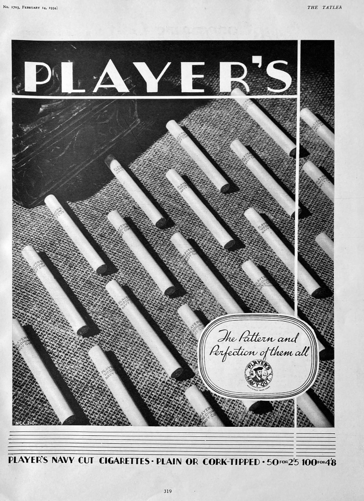 Player's Navy Cut Cigarettes.  1934.