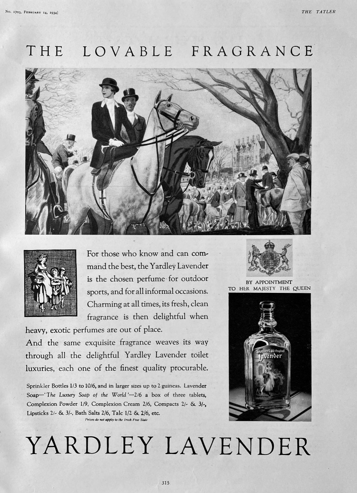 Yardley Lavender, Perfume.  1934.