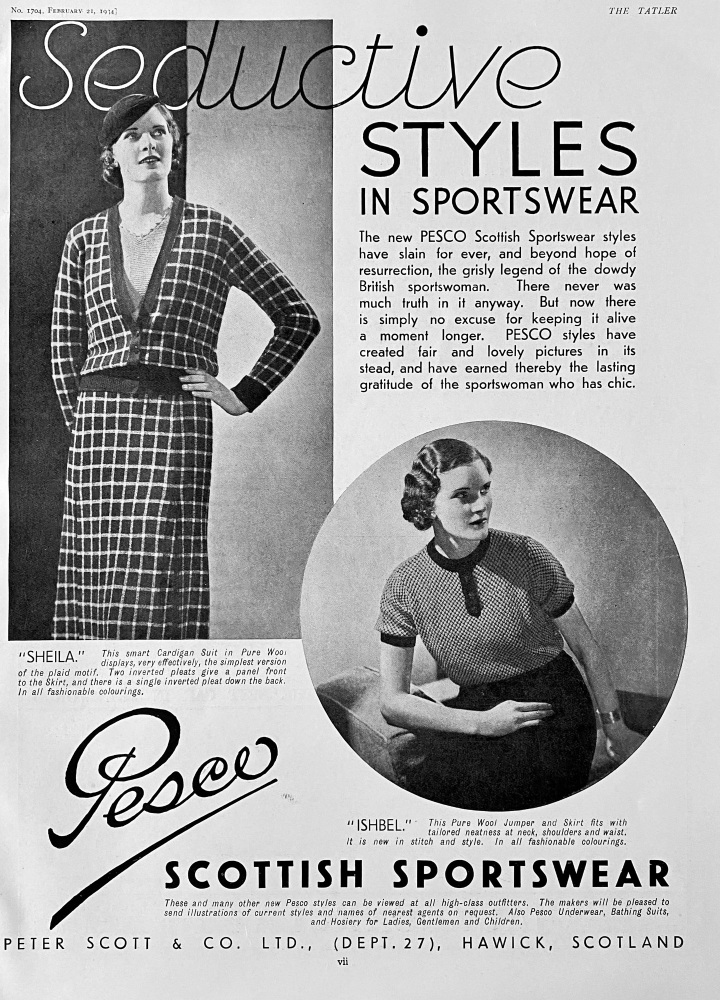 Pesco Scottish Sportswear. 1934.
