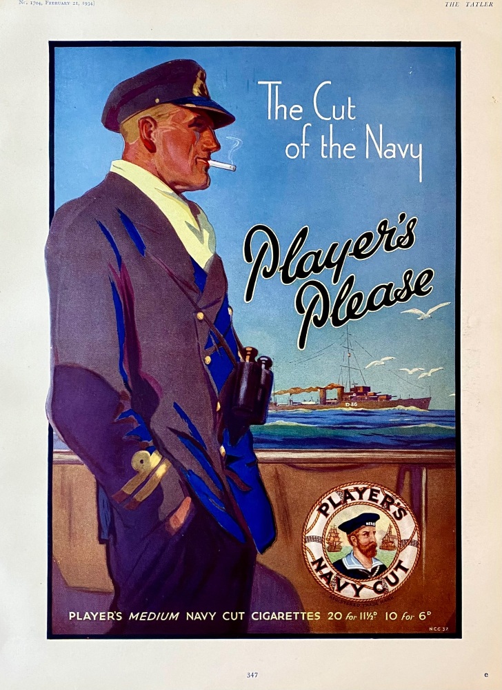 Players Medium Navy Cut Cigarettes.  1934.