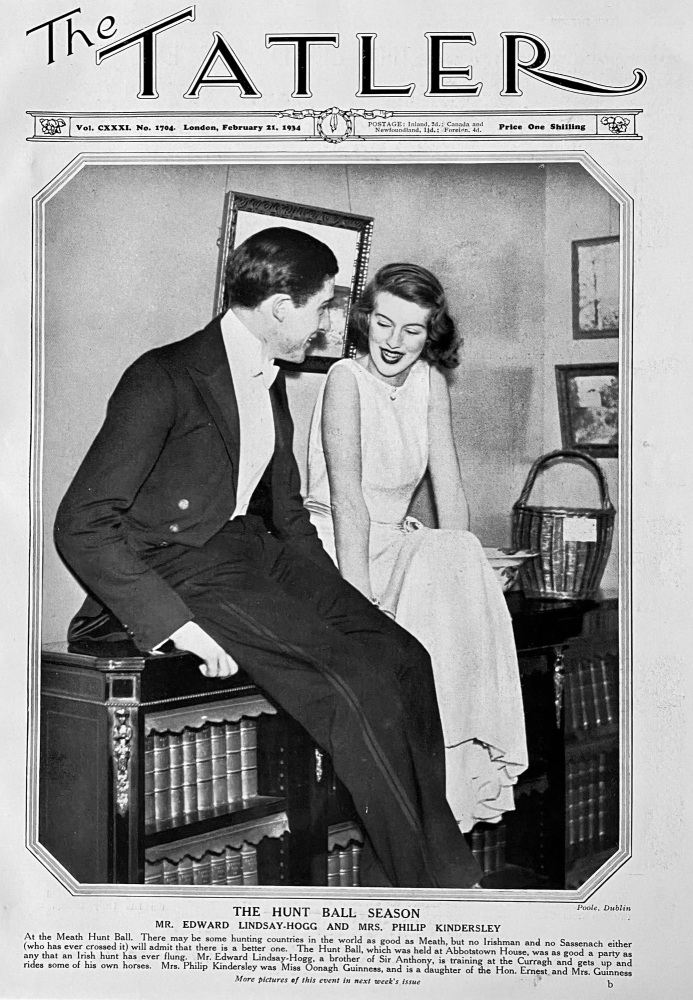 The Hunt Ball Season :  Mr.Edward Lindsay-Hogg and  Mrs. Philip Kindersley.  1934.