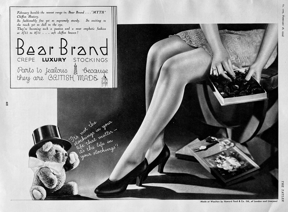 Bear Brand Crepe Luxury Stockings.  1934.