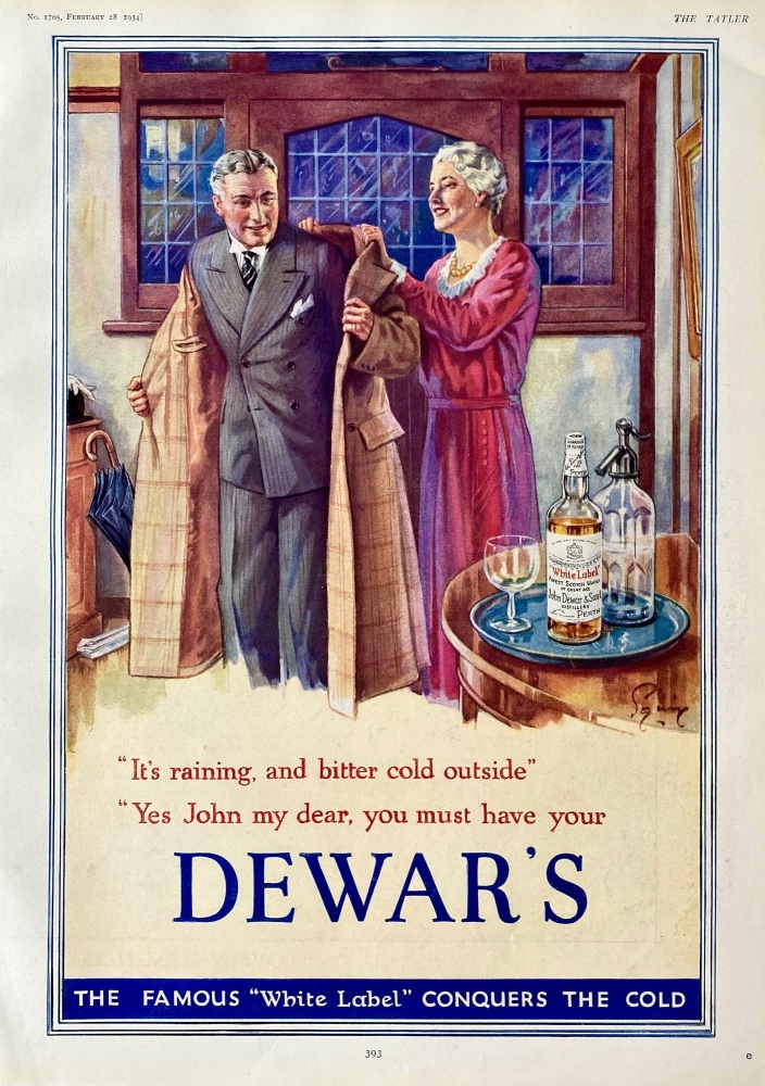 Dewar's .  The Famous "White Label" Conquers the Cold.  1934.