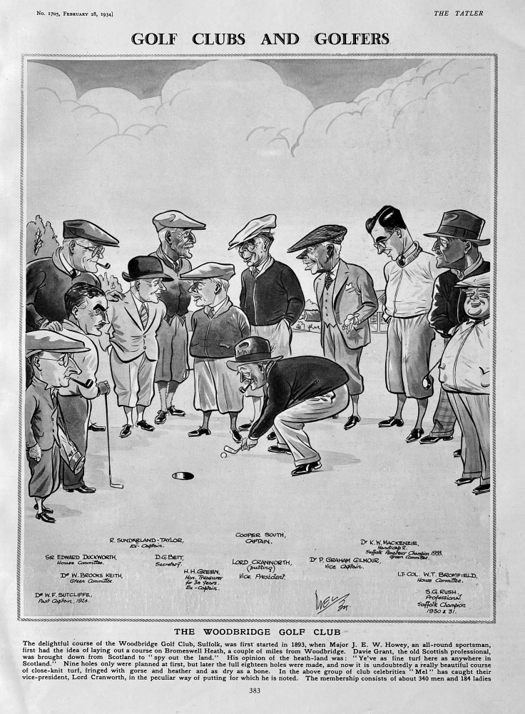 Golf Clubs and Golfers  :  The Woodbridge Golf Club.  1934.