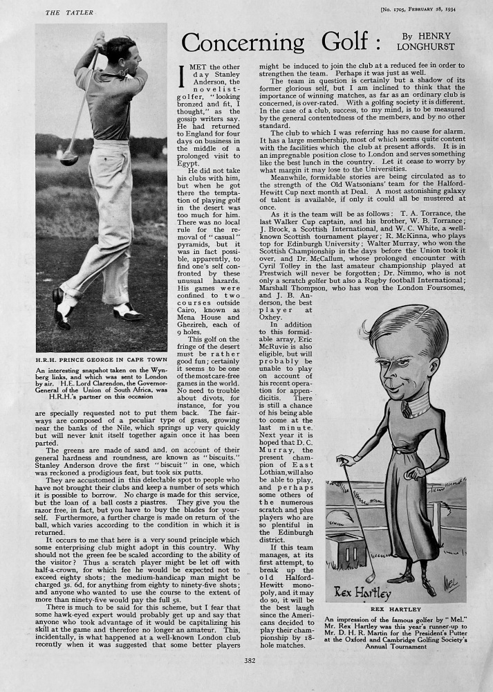 Concerning Golf.   Written by Henry Longhurst. 1934.