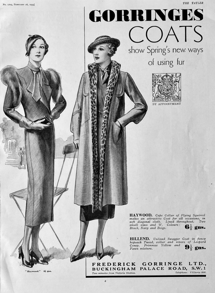 Gorringes Coats.  1934.