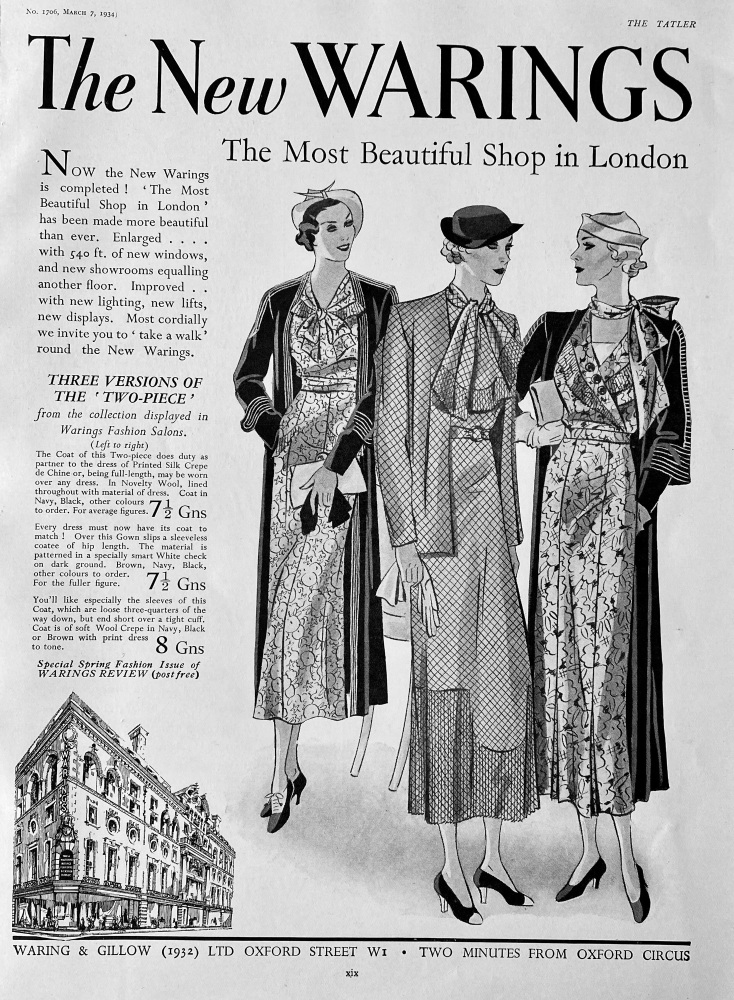 The New Warings : The Most Beautiful Shop in London.  1934.