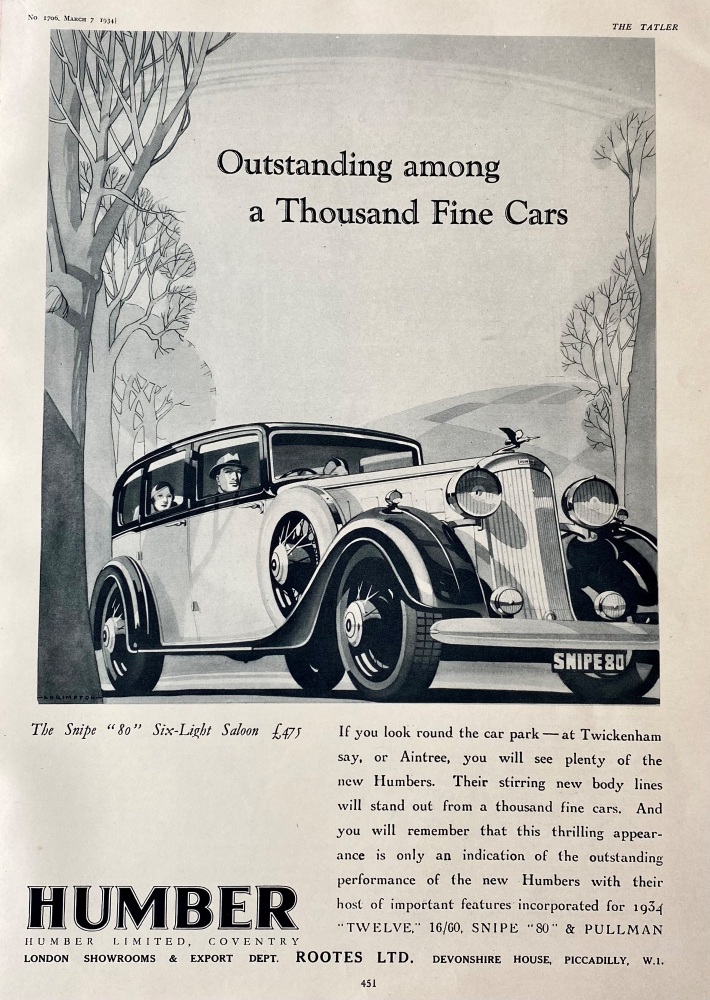 Humber Cars. 1934.