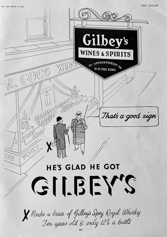 Gilbey's Wines & Spirits.  1934.