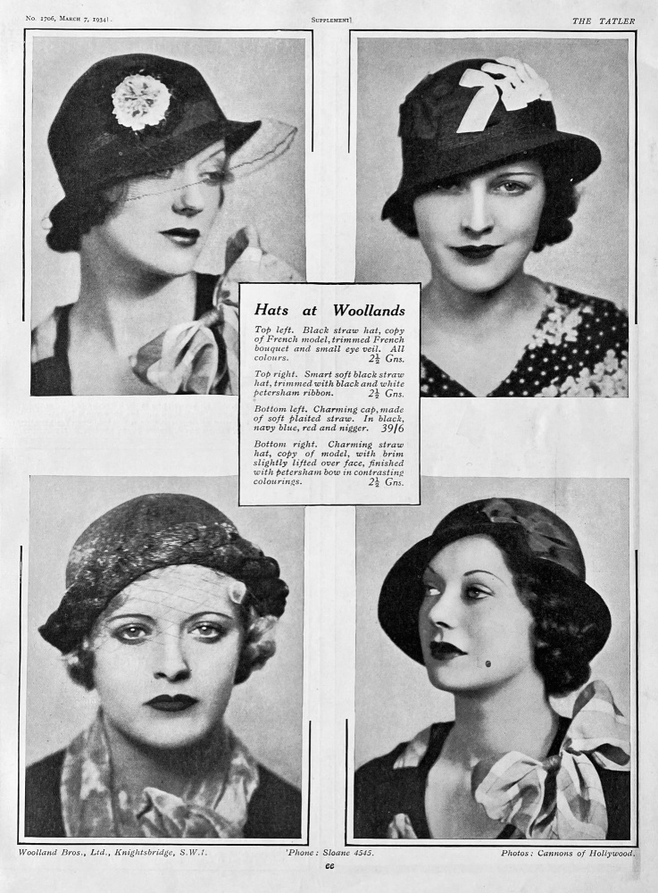 Hats at Woodlands.  1934.
