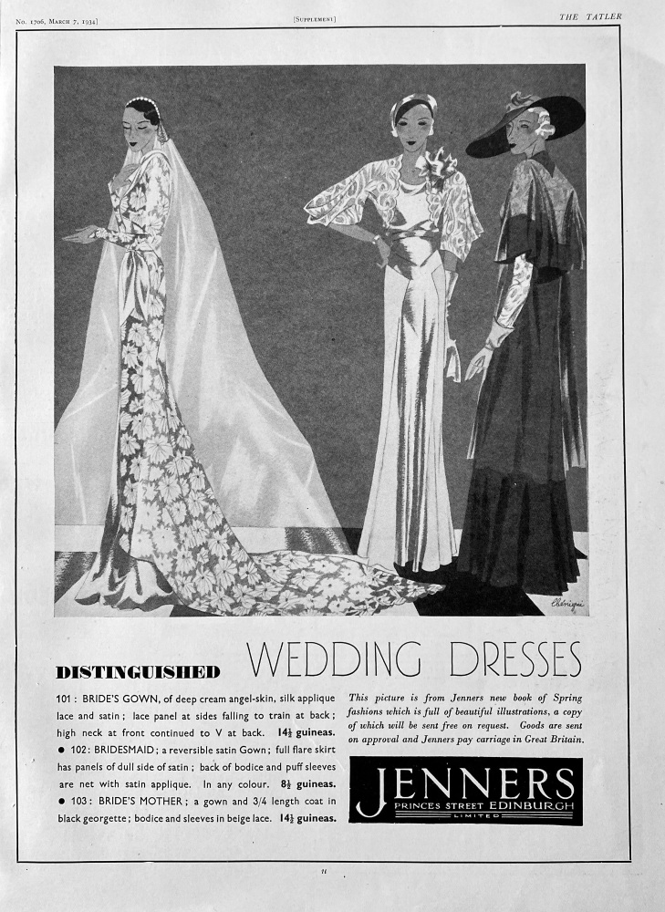 Jenners, Distinguished  Wedding  Dresses.  1934