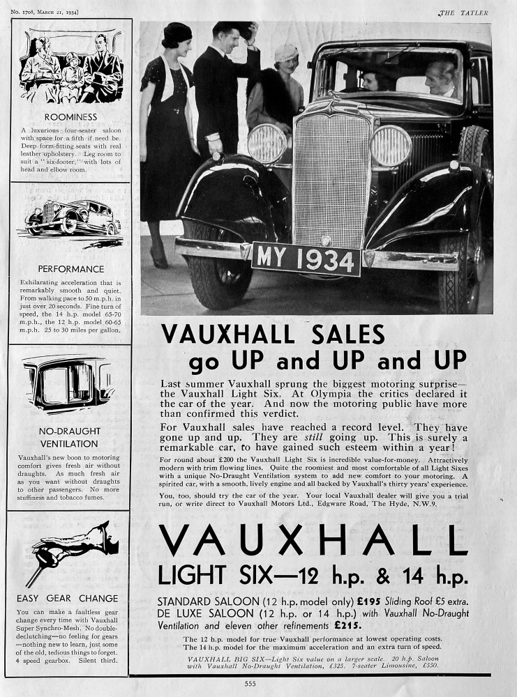Vauxhall Cars. 1934.