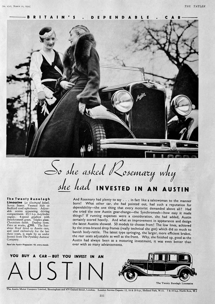 The Austin Motor Company Limited.  1934.