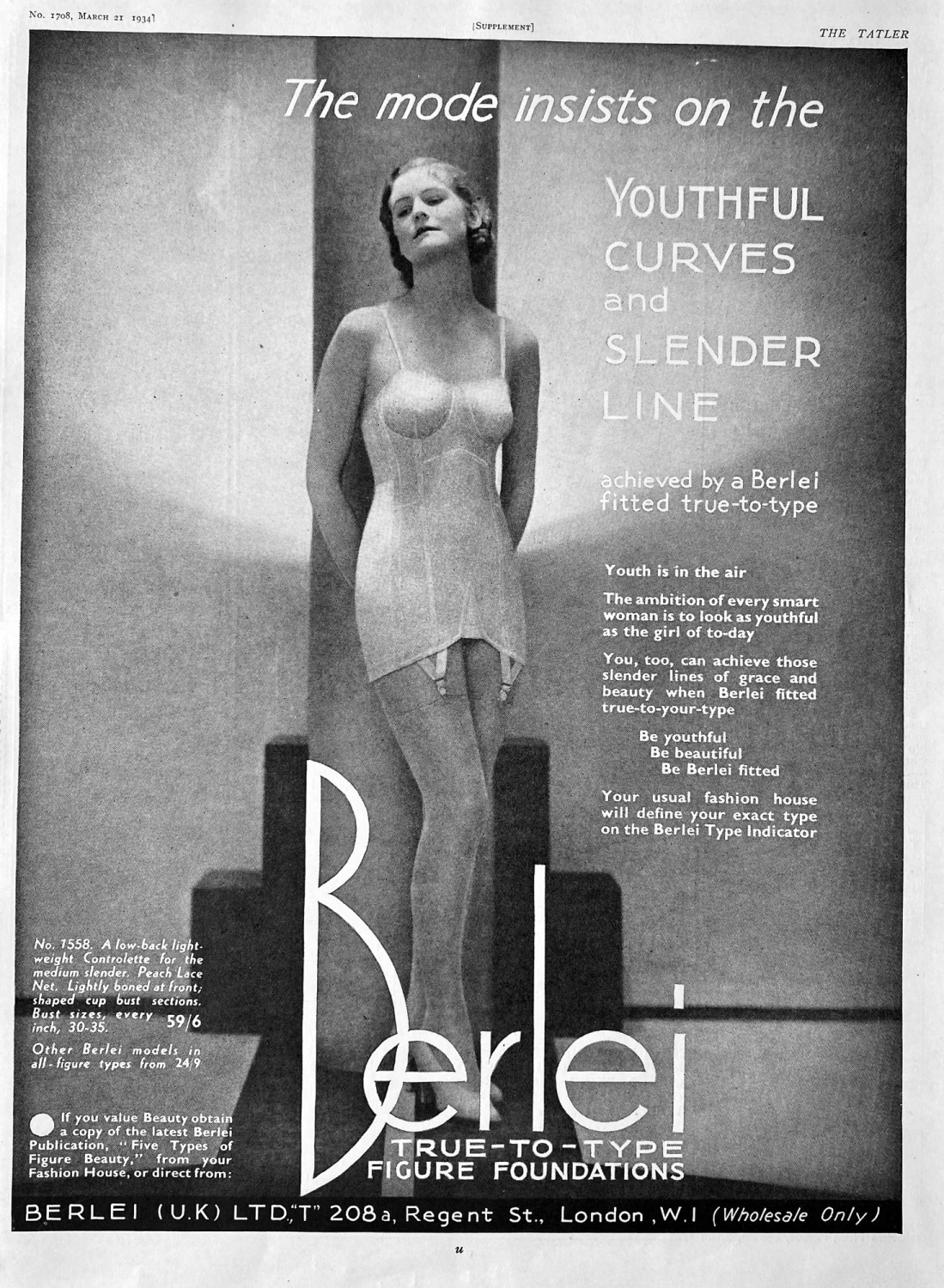 Berlei  (U.K.) Ltd. 208a, Regent Street, London W.1.   1934.