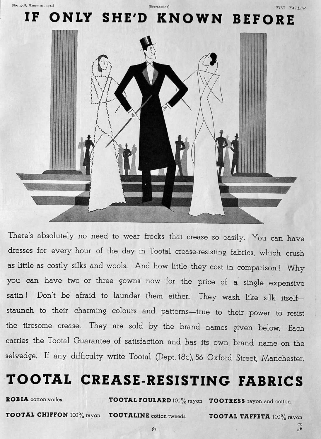 Tootal Crease-Resisting Fabrics.  1934.