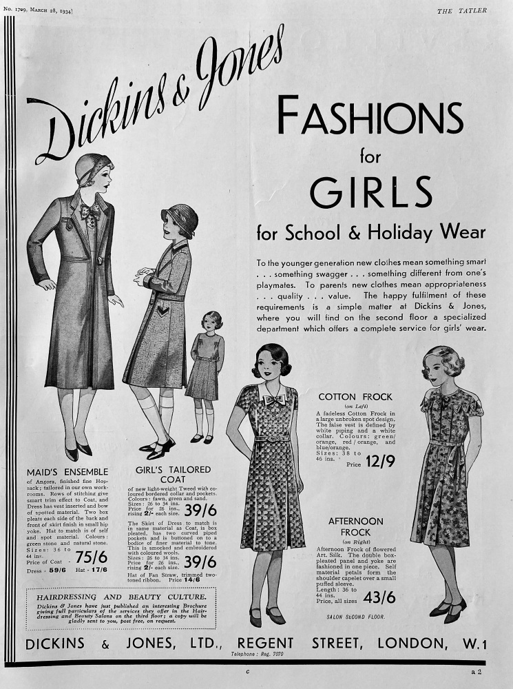 Dickins  &  Jones  Ltd.    Fashion for Girls.  1934.