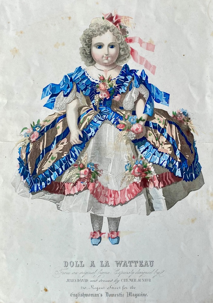 Doll A La Watteau, Fashion Plate from "Englishwoman's Domestic Magazine. "