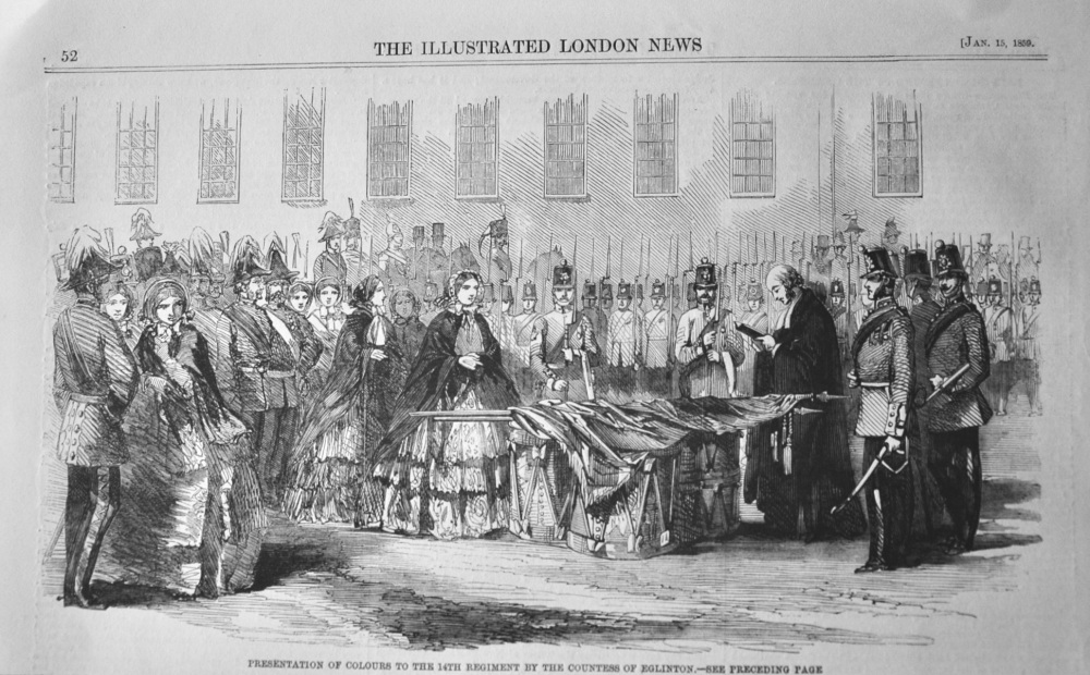 Presentation of colours to the 14th Regiment by the Countess of Eglinton.  