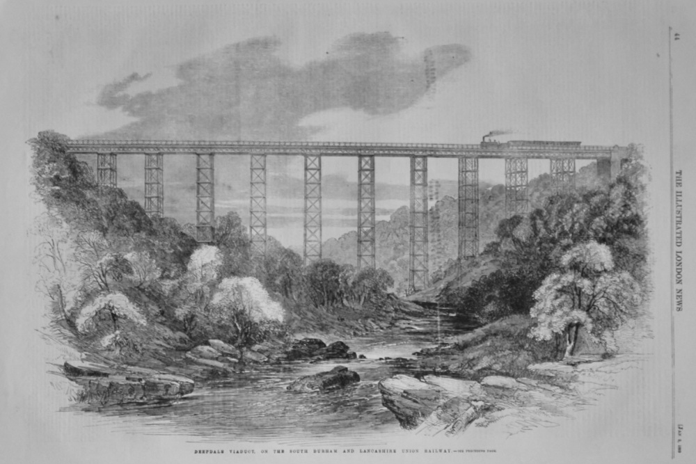 Deepdale Viaduct, on the South Durham and Lancashire Union Railway.  1859.