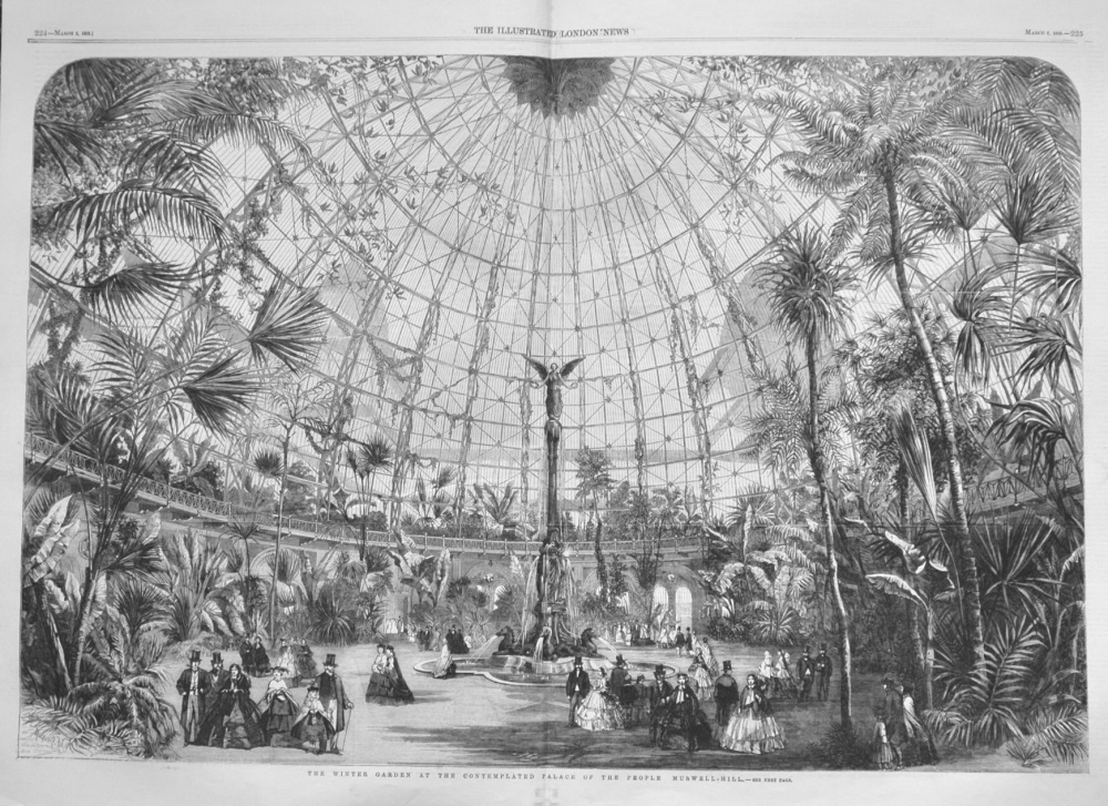 The Winter Garden at the Contemplated Palace of the People Muswell-Hill. 1859.