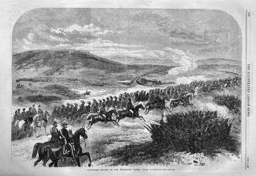 Volunteer Review on the Wiltshire Downs, near Salisbury.  1867.