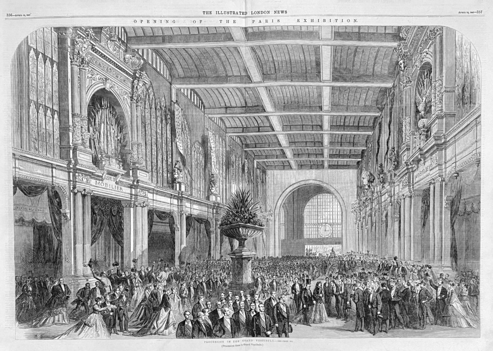 Opening of the Paris  Exhibition. : Procession  in the Grand Vestibule  1867.