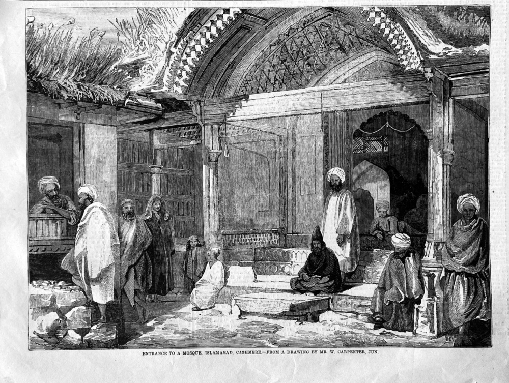 Entrance to a Mosque, Islamabad, Cashmere.  1859.