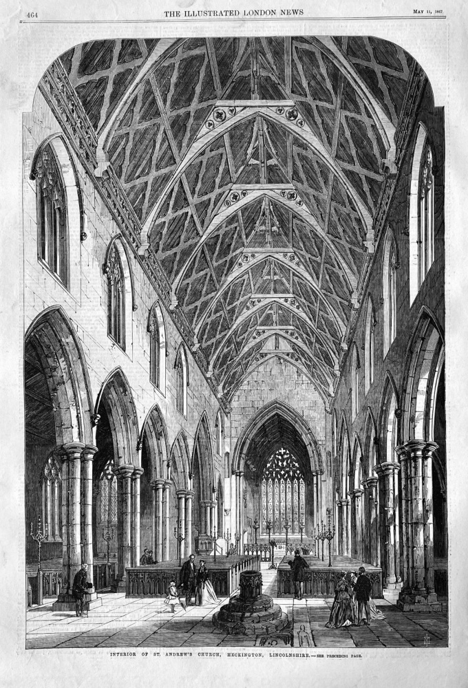 Interior of St. Andrew's Church, Heckington, Lincolnshire.  1867.