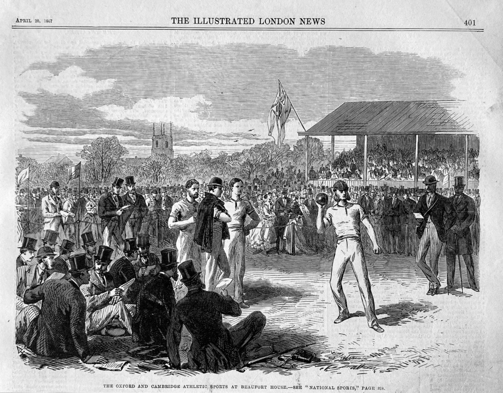 The Oxford and Cambridge Athletic Sports at Beaufort House.  1867.